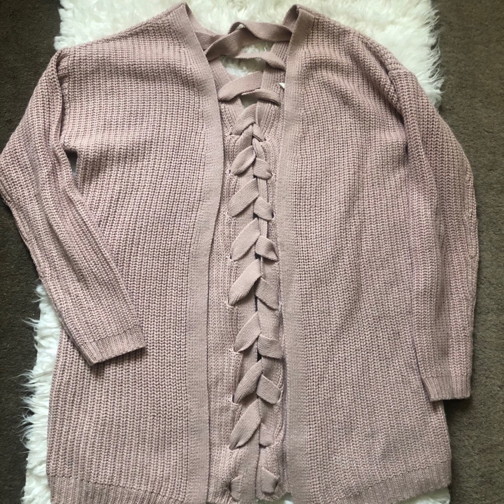 Planet Gold Blush Breaded Back Cardigan